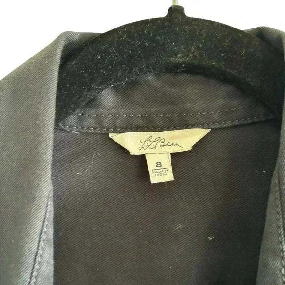 LL Bean Womens Jacket 4 Black Chambray Denim Button Pockets Travel Coat Outdoor - Picture 11 of 13